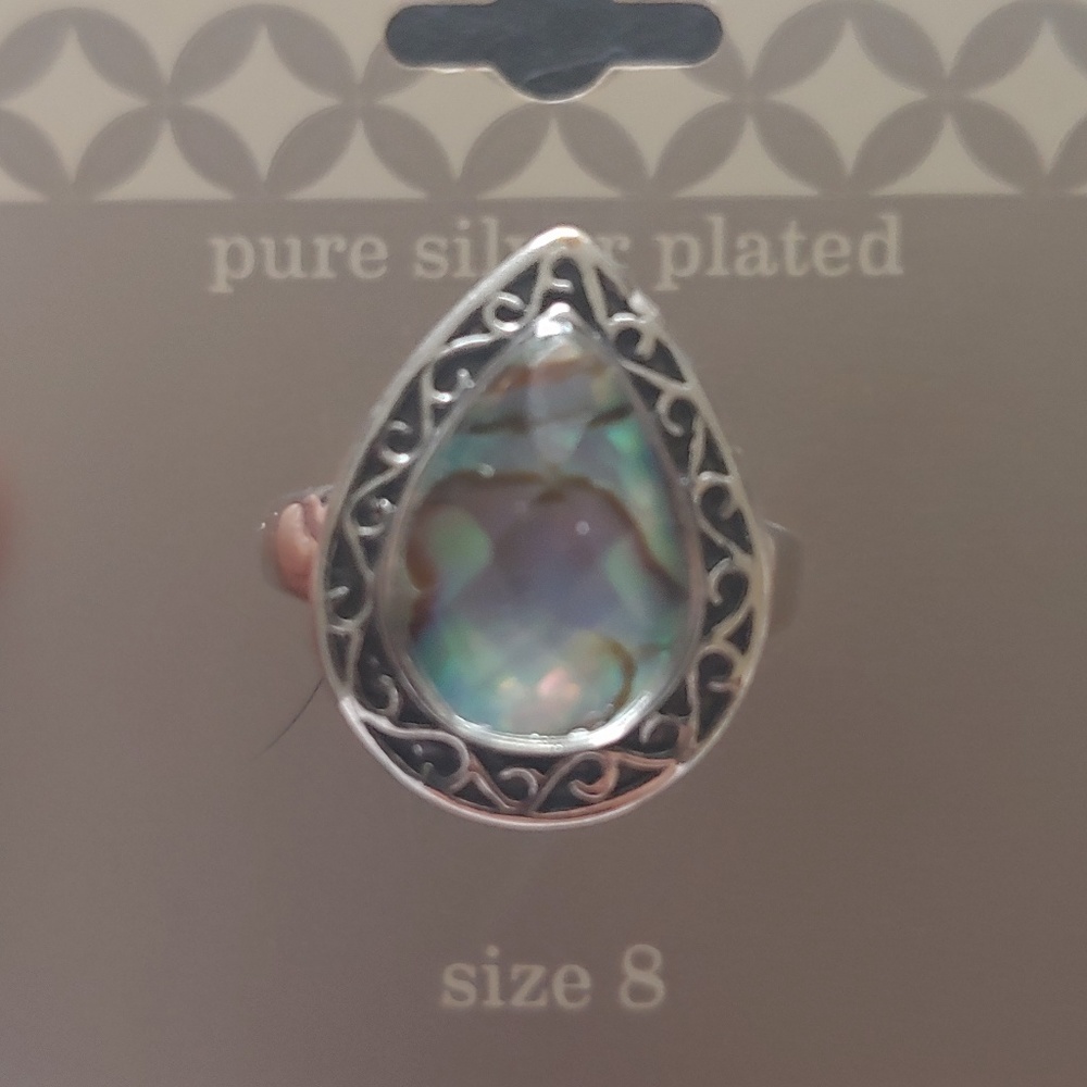 Women's Ring Size 8 Abalone silver Plated